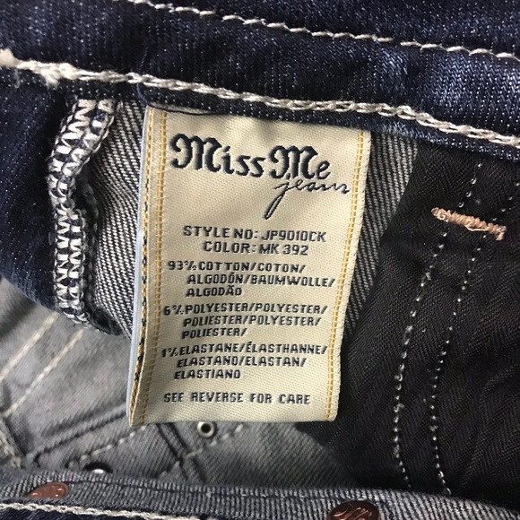 Miss Me Cuffed Skinny Jeans Foral Dark Wash Sz 24 - Picture 7 of 8